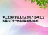 率土之濱莫非王土什么意思介紹(率土之濱莫非王土什么意思詳細(xì)情況如何)