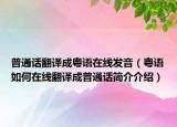 普通話翻譯成粵語在線發(fā)音（粵語如何在線翻譯成普通話簡介介紹）