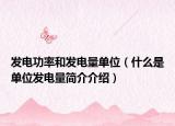 發(fā)電功率和發(fā)電量單位（什么是單位發(fā)電量簡(jiǎn)介介紹）