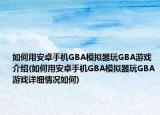 如何用安卓手機(jī)GBA模擬器玩GBA游戲介紹(如何用安卓手機(jī)GBA模擬器玩GBA游戲詳細(xì)情況如何)