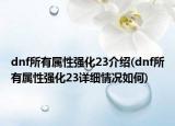 dnf所有屬性強化23介紹(dnf所有屬性強化23詳細情況如何)