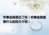 農(nóng)泰金融退出了嗎（農(nóng)泰金融是做什么的簡介介紹）