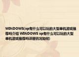 WINDOWS(xp有什么可以玩的大型單機(jī)游戲推薦嗎介紹 WINDOWS xp有什么可以玩的大型單機(jī)游戲推薦嗎詳細(xì)情況如何)