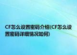 CF怎么設(shè)置密碼介紹(CF怎么設(shè)置密碼詳細(xì)情況如何)