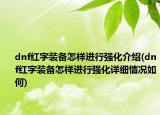 dnf紅字裝備怎樣進行強化介紹(dnf紅字裝備怎樣進行強化詳細情況如何)
