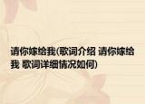 請你嫁給我(歌詞介紹 請你嫁給我 歌詞詳細(xì)情況如何)
