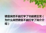 鍵盤突然不能打字了功能鍵正常（為什么突然鍵盤不能打字了簡介介紹）