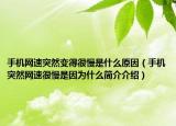 手機(jī)網(wǎng)速突然變得很慢是什么原因（手機(jī)突然網(wǎng)速很慢是因?yàn)槭裁春?jiǎn)介介紹）