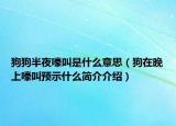 狗狗半夜嚎叫是什么意思（狗在晚上嚎叫預示什么簡介介紹）