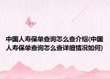 中國人壽保單查詢怎么查介紹(中國人壽保單查詢怎么查詳細(xì)情況如何)