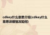 cdkey什么意思介紹(cdkey什么意思詳細(xì)情況如何)