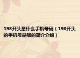 198開頭是什么手機(jī)號(hào)碼（198開頭的手機(jī)號(hào)是哪的簡(jiǎn)介介紹）