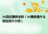 lol段位黑鐵全稱（lol黑鐵是什么段位簡(jiǎn)介介紹）