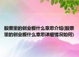 股票里的創(chuàng)業(yè)板什么意思介紹(股票里的創(chuàng)業(yè)板什么意思詳細情況如何)