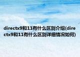 directx9和11有什么區(qū)別介紹(directx9和11有什么區(qū)別詳細(xì)情況如何)