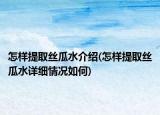 怎樣提取絲瓜水介紹(怎樣提取絲瓜水詳細(xì)情況如何)
