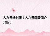 入九是啥時候（入九是哪天簡介介紹）