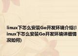 linux下怎么安裝Go開發(fā)環(huán)境介紹(linux下怎么安裝Go開發(fā)環(huán)境詳細情況如何)