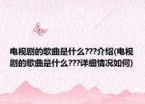 電視劇的歌曲是什么???介紹(電視劇的歌曲是什么???詳細(xì)情況如何)