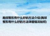 胸部整形有什么好的方法介紹(胸部整形有什么好的方法詳細(xì)情況如何)