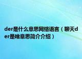 der是什么意思網(wǎng)絡(luò)語(yǔ)言（聊天der是啥意思簡(jiǎn)介介紹）