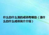 什么白什么清的成語(yǔ)有哪些（清什么白什么成語(yǔ)簡(jiǎn)介介紹）