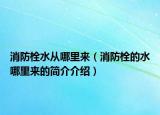 消防栓水從哪里來（消防栓的水哪里來的簡(jiǎn)介介紹）