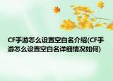 CF手游怎么設(shè)置空白名介紹(CF手游怎么設(shè)置空白名詳細情況如何)