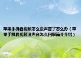 蘋(píng)果手機(jī)看視頻怎么沒(méi)聲音了怎么辦（蘋(píng)果手機(jī)看視頻沒(méi)聲音怎么回事簡(jiǎn)介介紹）