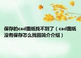 保存的cad圖紙找不到了（cad圖紙沒(méi)有保存怎么找回簡(jiǎn)介介紹）