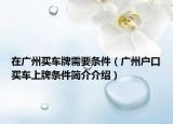 在廣州買車牌需要條件（廣州戶口買車上牌條件簡介介紹）