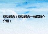 獲獎(jiǎng)感言（獲獎(jiǎng)感言一句話簡(jiǎn)介介紹）