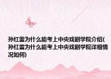 孫紅雷為什么能考上中央戲劇學院介紹(孫紅雷為什么能考上中央戲劇學院詳細情況如何)