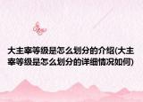 大主宰等級(jí)是怎么劃分的介紹(大主宰等級(jí)是怎么劃分的詳細(xì)情況如何)