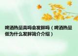 啤酒熱量高嗎會(huì)發(fā)胖嗎（啤酒熱量低為什么發(fā)胖簡(jiǎn)介介紹）