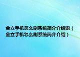 金立手機(jī)怎么刷系統(tǒng)簡介介紹語（金立手機(jī)怎么刷系統(tǒng)簡介介紹）