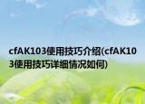 cfAK103使用技巧介紹(cfAK103使用技巧詳細(xì)情況如何)