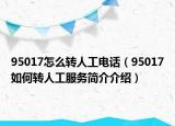 95017怎么轉(zhuǎn)人工電話（95017如何轉(zhuǎn)人工服務(wù)簡(jiǎn)介介紹）