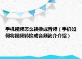 手機(jī)視頻怎么轉(zhuǎn)換成音頻（手機(jī)如何將視頻轉(zhuǎn)換成音頻簡(jiǎn)介介紹）