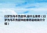以夢為馬不負(fù)韶華,是什么意思（以夢為馬不負(fù)韶華的意思是啥簡介介紹）