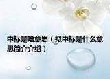 中標(biāo)是啥意思（擬中標(biāo)是什么意思簡(jiǎn)介介紹）
