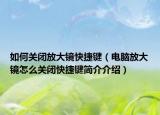 如何關(guān)閉放大鏡快捷鍵（電腦放大鏡怎么關(guān)閉快捷鍵簡(jiǎn)介介紹）
