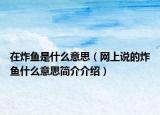 在炸魚是什么意思（網(wǎng)上說的炸魚什么意思簡介介紹）