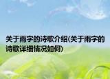 關(guān)于雨字的詩(shī)歌介紹(關(guān)于雨字的詩(shī)歌詳細(xì)情況如何)
