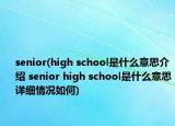 senior(high school是什么意思介紹 senior high school是什么意思詳細(xì)情況如何)