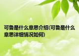 可魯是什么意思介紹(可魯是什么意思詳細情況如何)