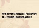 哪里的什么拉面最好吃介紹(哪里的什么拉面最好吃詳細(xì)情況如何)