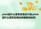 pitch是什么意思及用法介紹(pitch是什么意思及用法詳細(xì)情況如何)