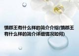 慎郡王有什么樣的簡(jiǎn)介介紹(慎郡王有什么樣的簡(jiǎn)介詳細(xì)情況如何)