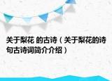 關(guān)于梨花 的古詩(shī)（關(guān)于梨花的詩(shī)句古詩(shī)詞簡(jiǎn)介介紹）